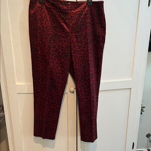 Talbots Burgundy Leopard Cropped Pants